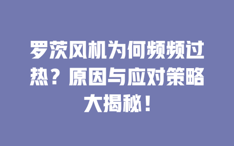 罗茨风机为何频频过热?原因与应对策略大揭秘! 一