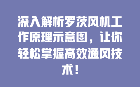 深入解析罗茨风机工作原理示意图,让你轻松掌握高效通风技术! 一