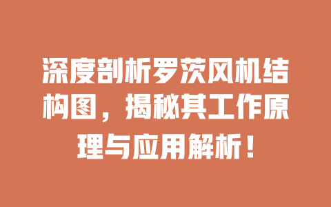 深度剖析罗茨风机结构图,揭秘其工作原理与应用解析! 一
