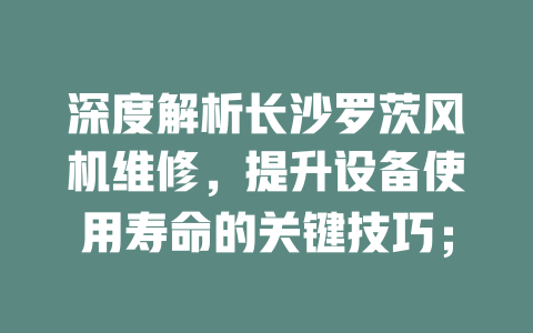 深度解析长沙罗茨风机维修,提升设备使用寿命的关键技巧; 一