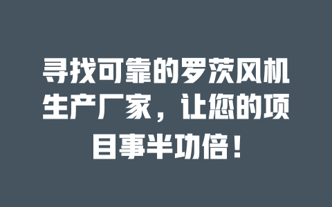 寻找可靠的罗茨风机生产厂家,让您的项目事半功倍! 一