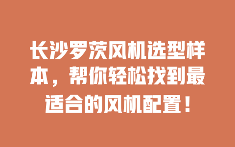 长沙罗茨风机选型样本,帮你轻松找到最适合的风机配置! 一