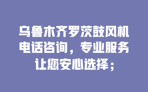 乌鲁木齐罗茨鼓风机电话咨询,专业服务让您安心选择; 一