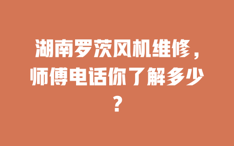 湖南罗茨风机维修,师傅电话你了解多少? 一