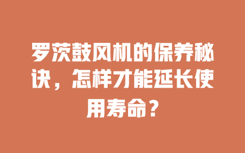罗茨鼓风机的保养秘诀,怎样才能延长使用寿命? 一