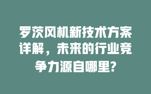 罗茨风机新技术方案详解,未来的行业竞争力源自哪里? 一